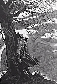 cover of a 1943 edition of Wuthering Heights, illustrated by Fritz Eichenberg